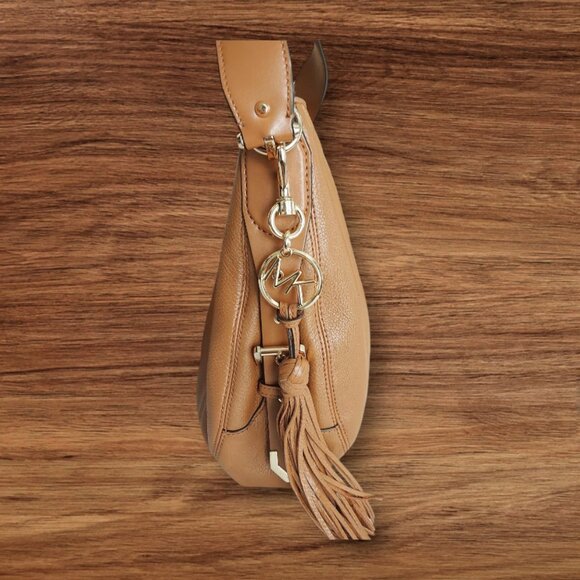 Michael Kors Brooke Pebble Leather Brown "Large" Hobo Handbag - Picture 6 of 11